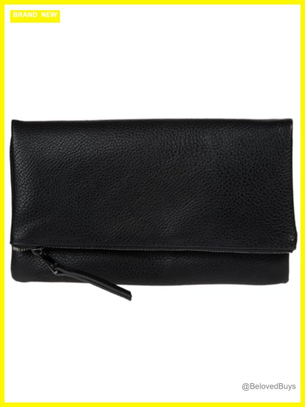 Faux Leather Foldover Clutch Purse with Tassel Zipper Clutch Bag